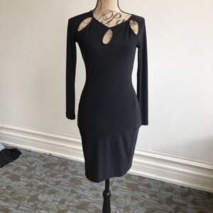 - Gorgeous LBD with 3 keyhole cutouts on neckline